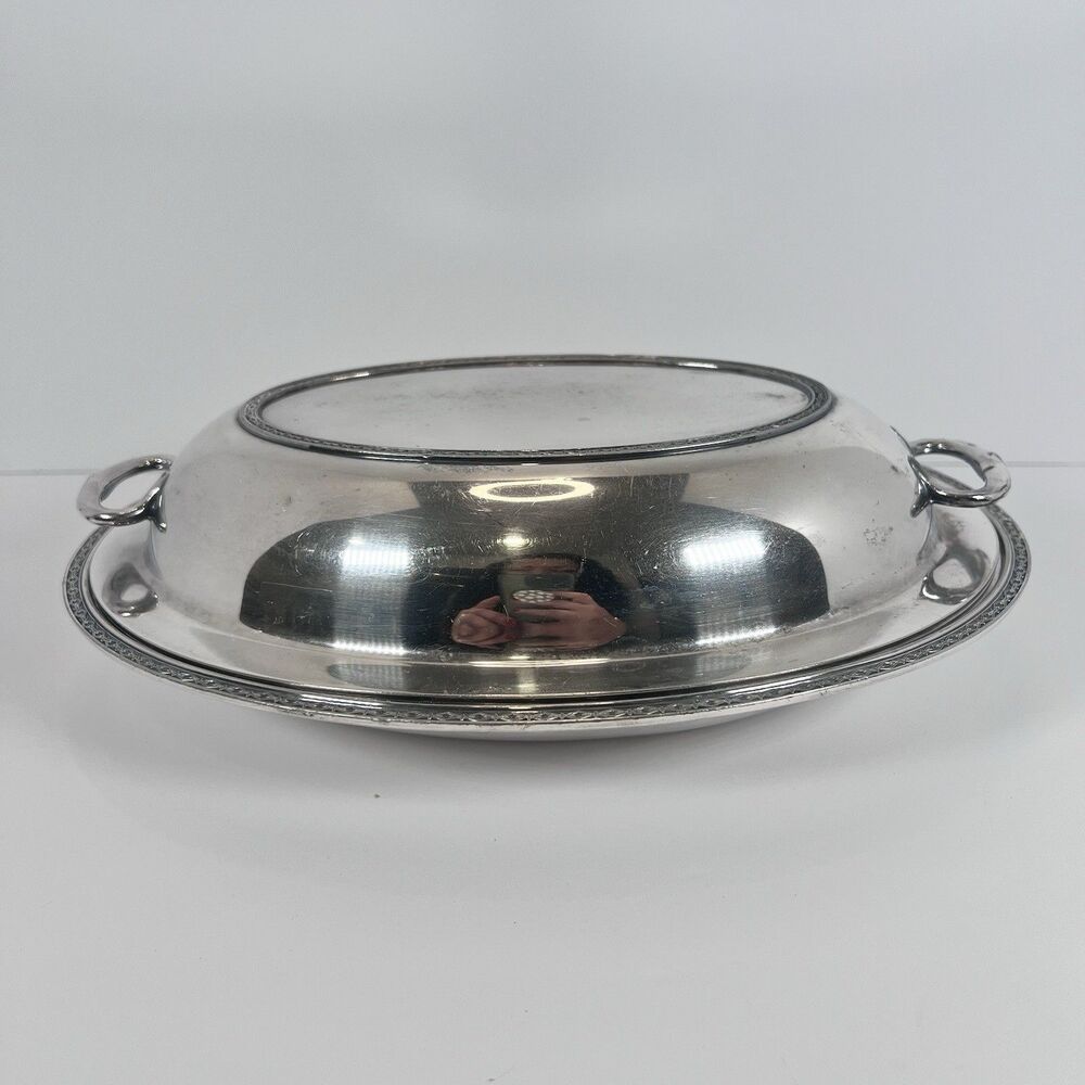 Silver plated Vegetable Serving‎ Platter With Divider and Lid 10” Wilcox
